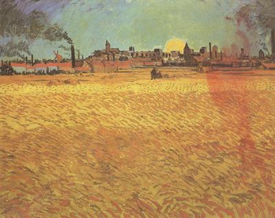 Vincent Van Gogh Sunset:Wheat Fields near Arles (nn04) oil painting image